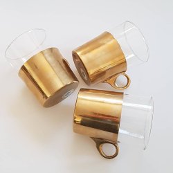 Retro glas med glasholdere i messing, IZMIR IMPORT EXPORT DENMARK
