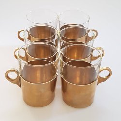 Retro glas med glasholdere i messing, IZMIR IMPORT EXPORT DENMARK