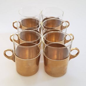 Retro glas med glasholdere i messing, IZMIR IMPORT EXPORT DENMARK