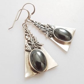 Retro reringe i slv med gr hmatit