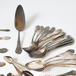 Fransk Lilje service dele i slvplet