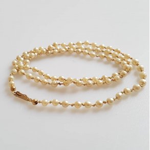 Art Deco perlekde med ls i 14 kt guld