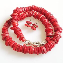 Smykke st i rd koral og slv