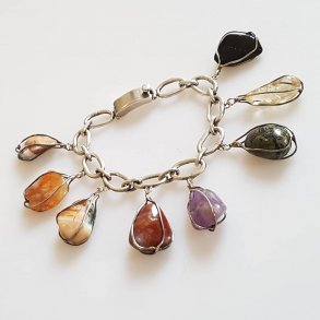 Vintage armbnd i sterling slv med forskellige havldelstene