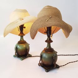 Art Deco bordlamper i patineret bronze