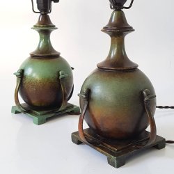 Art Deco bordlamper i patineret bronze