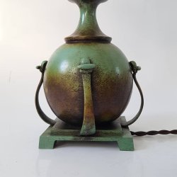 Art Deco bordlamper i patineret bronze