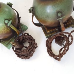 Art Deco bordlamper i patineret bronze