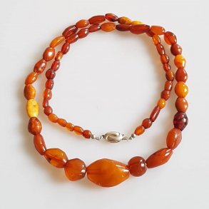 Vintage rav halskde med slv ls