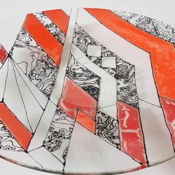 Unikt glaskunst bordfad (STORT)