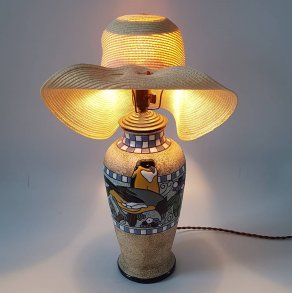 Art Deco keramik bordlampe fra Amphora No 15085
