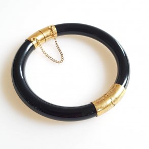 Retro armbnd i forgyldt slv og onyx