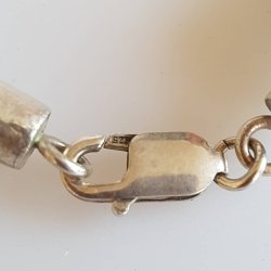 Retro robust halssmykke i bl aragonit prydet med slv