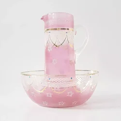 Antik jordbr st i bemalet glas