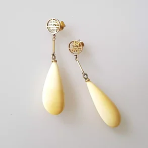 Vintage restikker af 14 karat guld prydet med ben ( Kinesisk long life tegn )