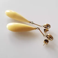 Vintage �restikker af 14 karat guld prydet med ben ( Kinesisk long life tegn )