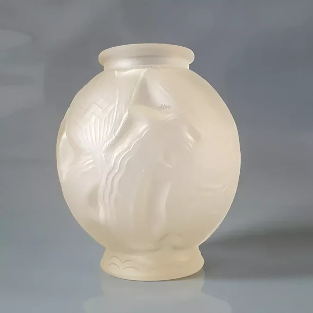 Art Deco vase i frosted glas