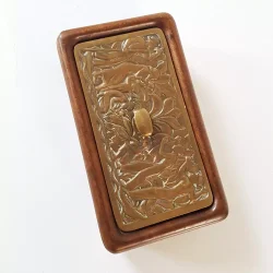 Art Deco trskrin med lg i bronze