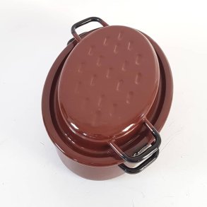 Retro emaljeret stegeso / gryde med lg