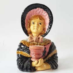 Antik Hgans gge dame / pige i majolica