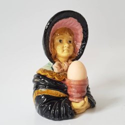 Antik Hgans gge dame / pige i majolica