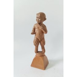 Antik pan / faun figur udsk�ret i tr� 
