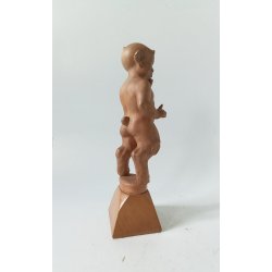 Antik pan / faun figur udsk�ret i tr� 