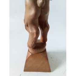 Antik pan / faun figur udsk�ret i tr� 