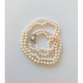 Vintage dobbelt perlekde med slv ls 