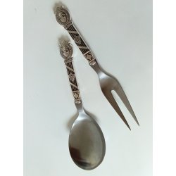 Art Deco salat bestik i slv 