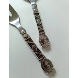 Art Deco salat bestik i slv 
