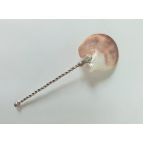 Vintage ske i perlemor og slvplet 