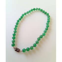 Art Deco jade halskde med ls i slv 