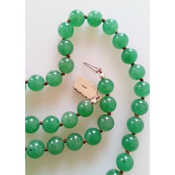 Art Deco jade halskde med ls i slv 