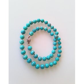 Vintage halskde i turkis med slv ls 