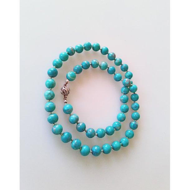 Vintage halskde i turkis med slv ls 