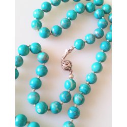 Vintage halskde i turkis med slv ls 