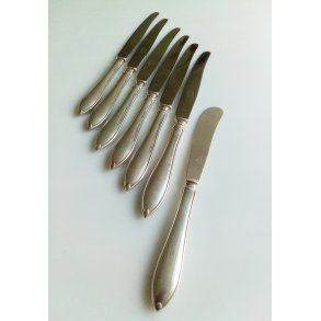 Gense Eskilstuna Nr.12. 6 stk. middagsknive o 1 smrkniv i slvplet
