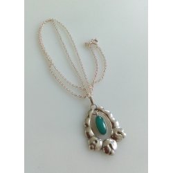Art Nouveau halssmykke i slv med jade 