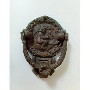 Gammel drhammer i patineret messing 