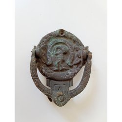 Gammel drhammer i patineret messing 