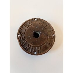 Gamle Tankdksel / Pfyldningsdksel i bronze mrket Hundested Motor.