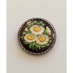 Art Deco broche i porceln og slv 
