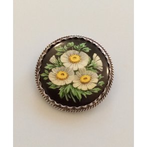 Art Deco broche i porceln og slv 