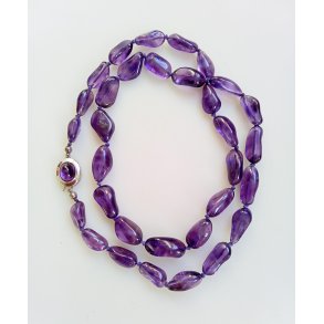 Vintage ametyst halskde med slv ls 