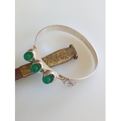 Retro armbnd i slv prydet med jade