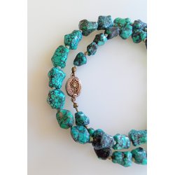 Retro turkis halskde med slv ls 