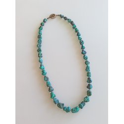 Retro turkis halskde med slv ls 