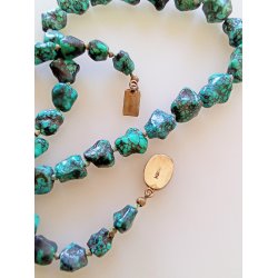 Retro turkis halskde med slv ls 