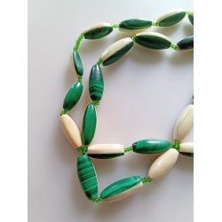 Art Deco halskde i malakit og ben